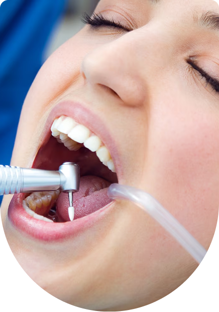 Dentist performing procedure